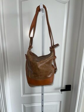 Valentina Leather Backpack Purse Italy Brown Convertible Boho Bag